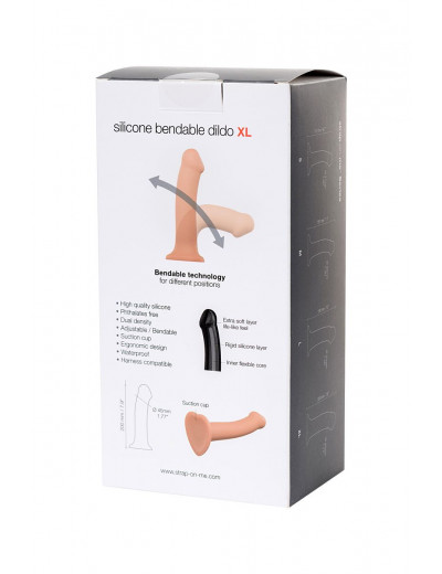 Телесный фаллос на присоске Silicone Bendable Dildo XL - 20 см.