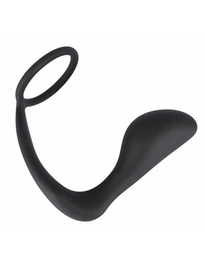 Чёрное эрекционное кольцо с анальной пробкой Black Velvets Ring   Plug