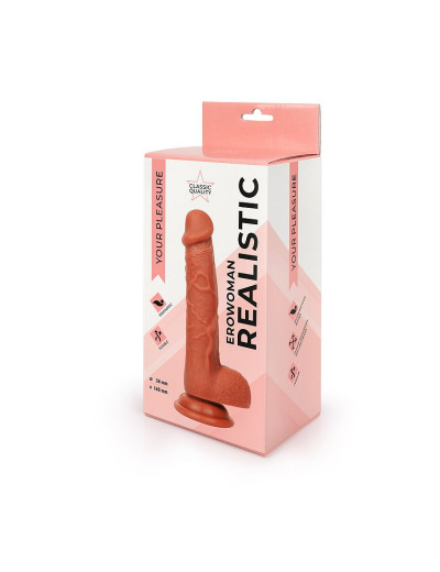 Реалистичный коричневый фаллоимитатор Erowoman - 18,5 см.