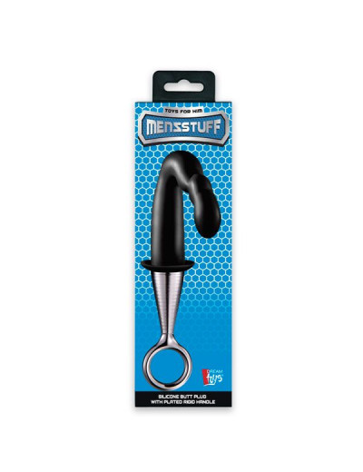 Чёрный изогнутый анальный плаг PROSTATE PLUG PLATED HANDLE