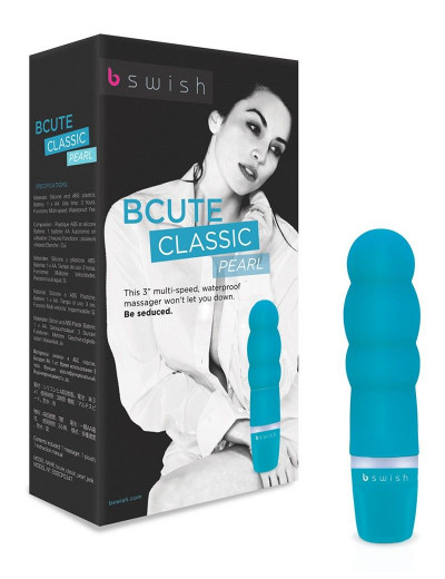 Бирюзовый рельефный мини-вибратор Bcute Classic Pearl - 10 см.