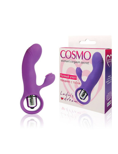 Фиолетовый вибромассажер COSMO с покрытым усиками клиторальным стимулятором