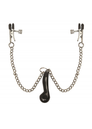 Клипсы для сосков, соединенные цепочкой с грузиком, Heavyweight Nipple Clamps