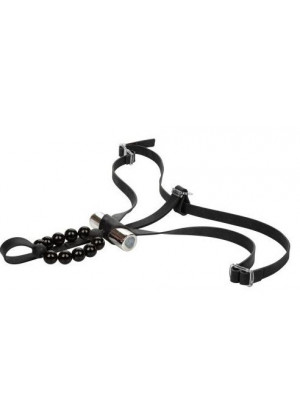 Черные стимулирующие трусики с вибрацией Lovers Thong with Pleasure Beads