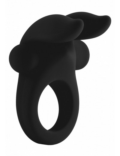Черное эрекционное виброкольцо Bunny Silicone Cockring With Stimulating Ears
