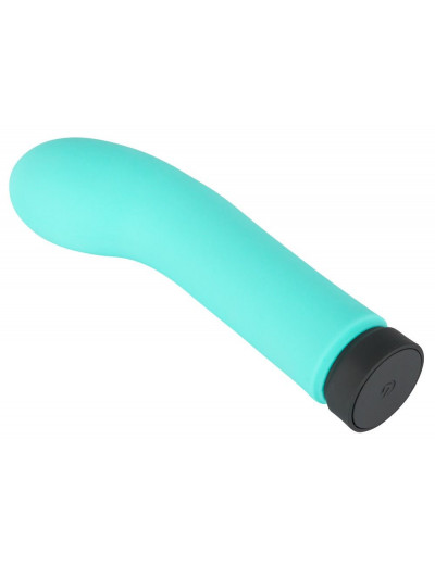Бирюзовый мини-вибратор с загнутой головкой Power Vibe Curvy - 12 см.