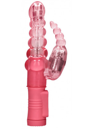 Розовый вибратор-кролик Rotating Bubbles - 23,2 см.