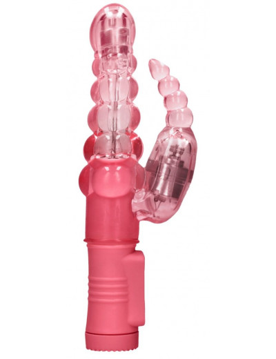 Розовый вибратор-кролик Rotating Bubbles - 23,2 см.