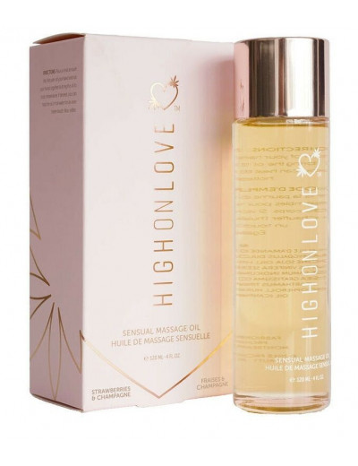 Массажное масло с ароматом клубники и шампанского High On Love Massage Oil Strawberries   Champagne - 120 мл.