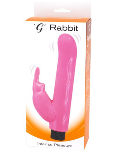 Розовый вибромассажер с клиторальным отростком G Rabbit - 15 см.
