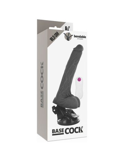 Черный вибратор на мощной присоске Basecock Realistic Vibrator Remote Control - 18,5 см.