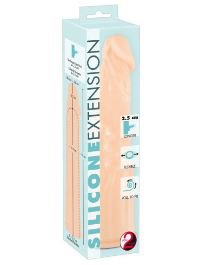 Телесная насадка-удлинитель Silicone Extension - 19 см.