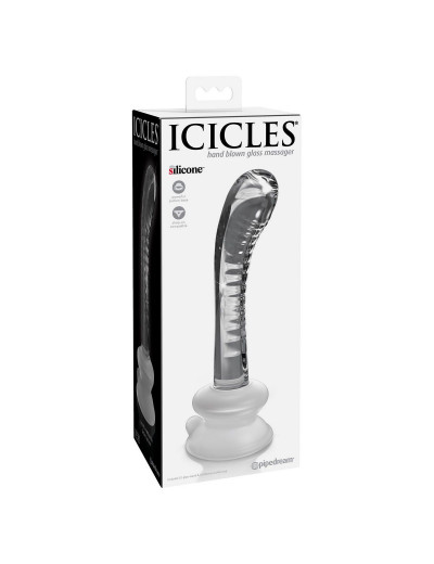Прозрачный стеклянный стимулятор Icicles №88 с силиконовой присоской - 18 см.