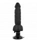 Черный вибратор на мощной присоске Basecock Realistic Vibrator Remote Control - 20 см.
