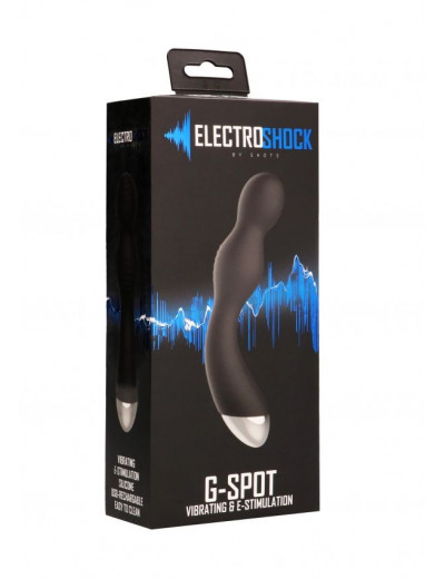 Чёрный вибратор с электростимуляцией E-Stimulation G-spot Vibrator - 19,5 см.