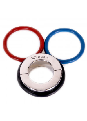 Серебристая утяжка на мошонку с 3 кольцами в комплекте Ball Stretcher