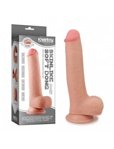 Телесный фаллоимитатор Skinlike Soft Cock 8 - 24 см.