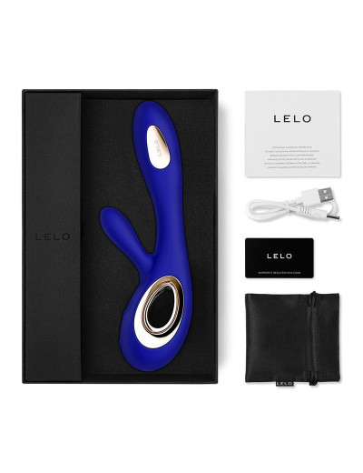 Синий вибратор-кролик Lelo Soraya Wave - 21,8 см.