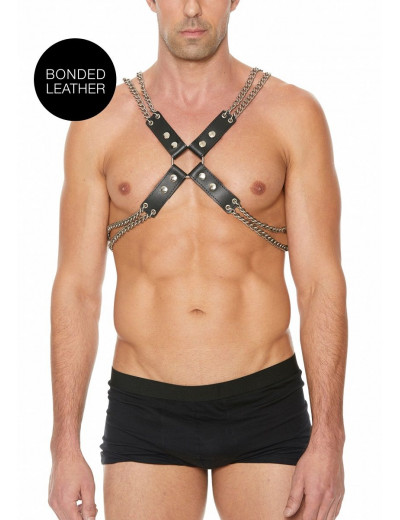 Черная мужская портупея Chain And Chain Harness
