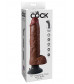 Коричневый вибратор-гигант со съёмной присоской 10  Vibrating Cock with Balls - 25,4 см.