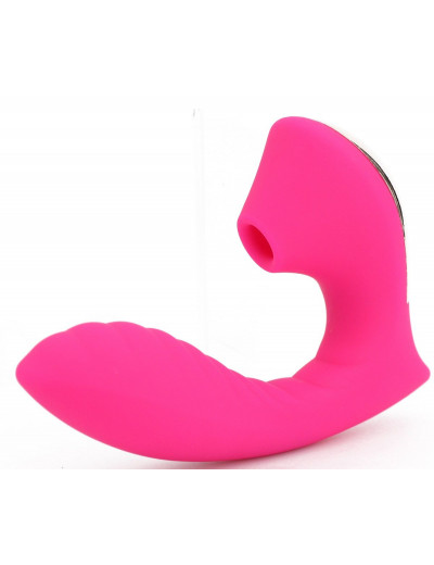 Ярко-розовый вибромассажёр с вакуумной стимуляцией Vaginal   Suction Lover