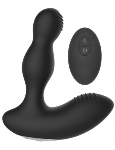 Черный массажер простаты с электростимуляцией и пультом ДУ Prostate massager