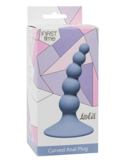 Голубая анальная пробка Ribbed Plug Blue - 10,5 см.