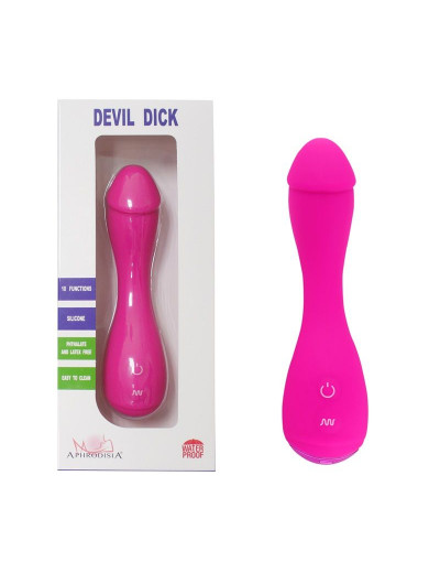 Розовый вибратор Devil Dick - 16 см.