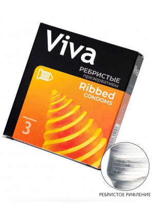 Ребристые презервативы VIVA Ribbed - 3 шт.