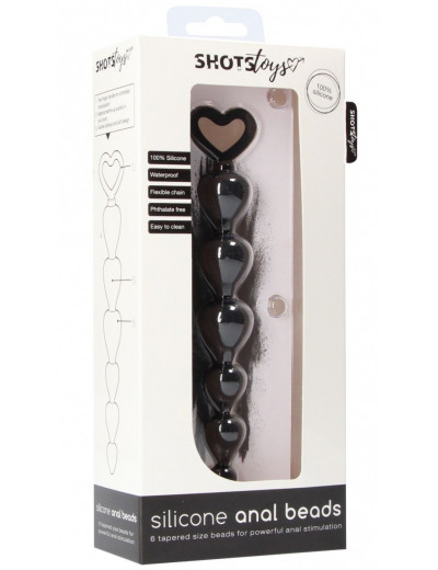 Черная анальная елочка Silicone Anal Beads - 17,5 см.