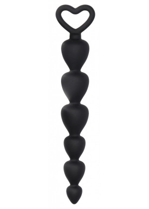 Черная анальная елочка Silicone Anal Beads - 17,5 см.