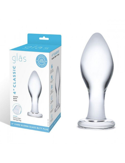 Прозрачная округлая анальная пробка Classic Glass Butt Plug - 10 см.