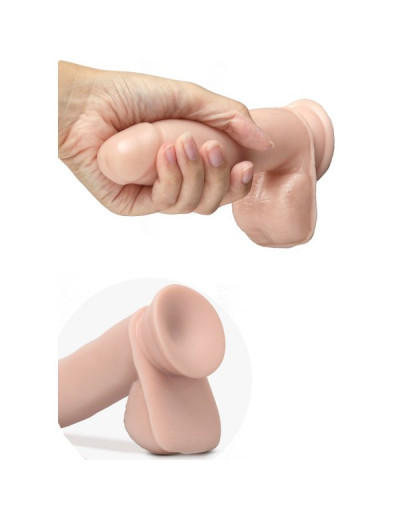 Телесный фаллоимитатор 7 inch Self Lubricating Dildo with Balls - 17,8 см.