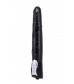 Чёрный вибромассажер Long John Realistic Thrusting Vibrator с функцией толкания - 20 см.