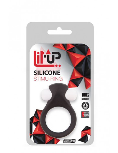 Чёрное эрекционное виброкольцо LIT-UP SILICONE STIMU RING 2 BLACK