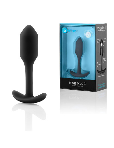 Чёрная пробка для ношения B-vibe Snug Plug 1 - 9,4 см.