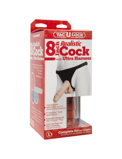 Насадка с трусиками Vac-U-Lock Set 8  Realistic Ultra Harness - 20,6 см.