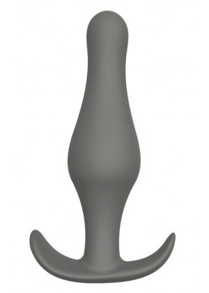 Серый удлиненный анальный стимулятор PLUG WITH T-HANDLE - 12,7 см. 