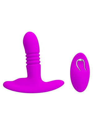 Лиловый анальный вибростимулятор Heather с пультом ДУ - 12,3 см.
