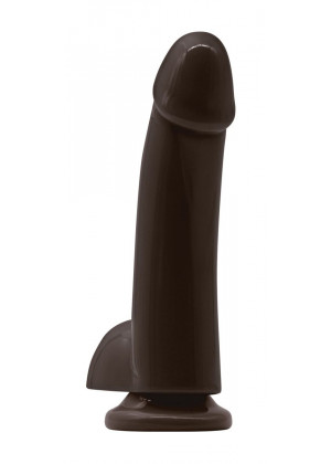 Коричневый гладкий фаллоимитатор на присоске с мошонкой Smooth 5 Inch Dildo - 17 см.