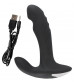 Черный вибромассажер простаты с функцией римминга Plug with Perineum Stimulator - 16,6 см.