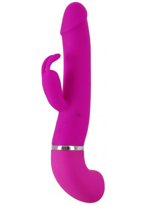 Лиловый вибратор-кролик с функцией сквирта Cumshot Rabbit Vibrator - 24 см.