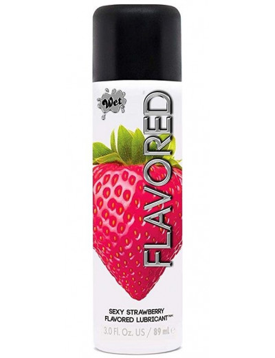 Лубрикант Wet Flavored Sexy Strawberry с ароматом клубники - 89 мл.