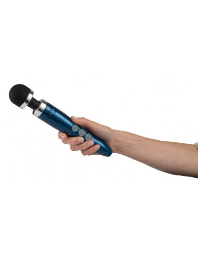 Синий беспроводной вибратор Doxy Die Cast 3R Rechargeable Wand - 28 см.