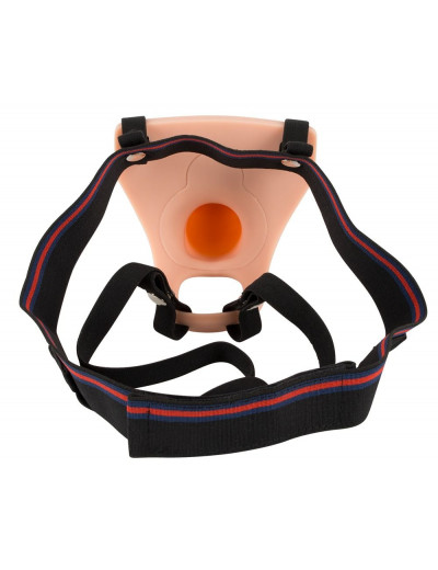 Телесный фаллопротез с вибрацией Vibrating Strap-On - 23 см.