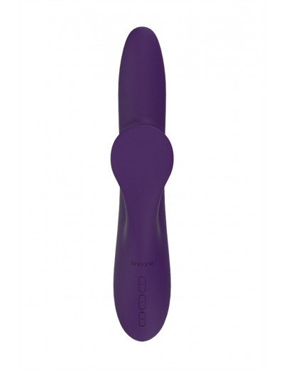Фиолетовый вибратор с клиторальным стимулятором Nalone Peri - 23,3 см.