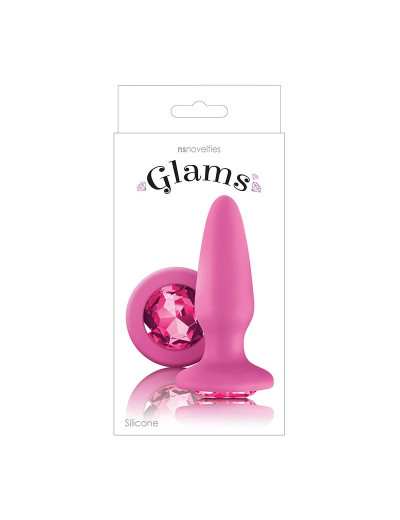 Розовая анальная пробка с розовым кристаллом Glams Pink Gem - 10,4 см.