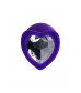Фиолетовая анальная втулка Diamond Heart с прозрачным кристаллом - 8 см.