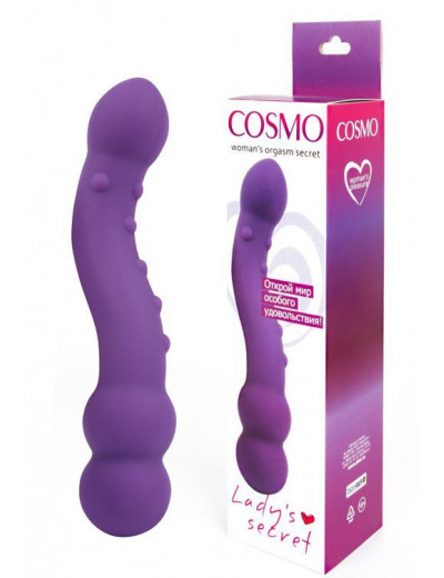 Фиолетовый изогнутый двусторонний стимулятор Cosmo - 18 см.