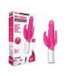 Розовый перезаряжаемый вибратор с 2 дополнительными отростками - 22 см.